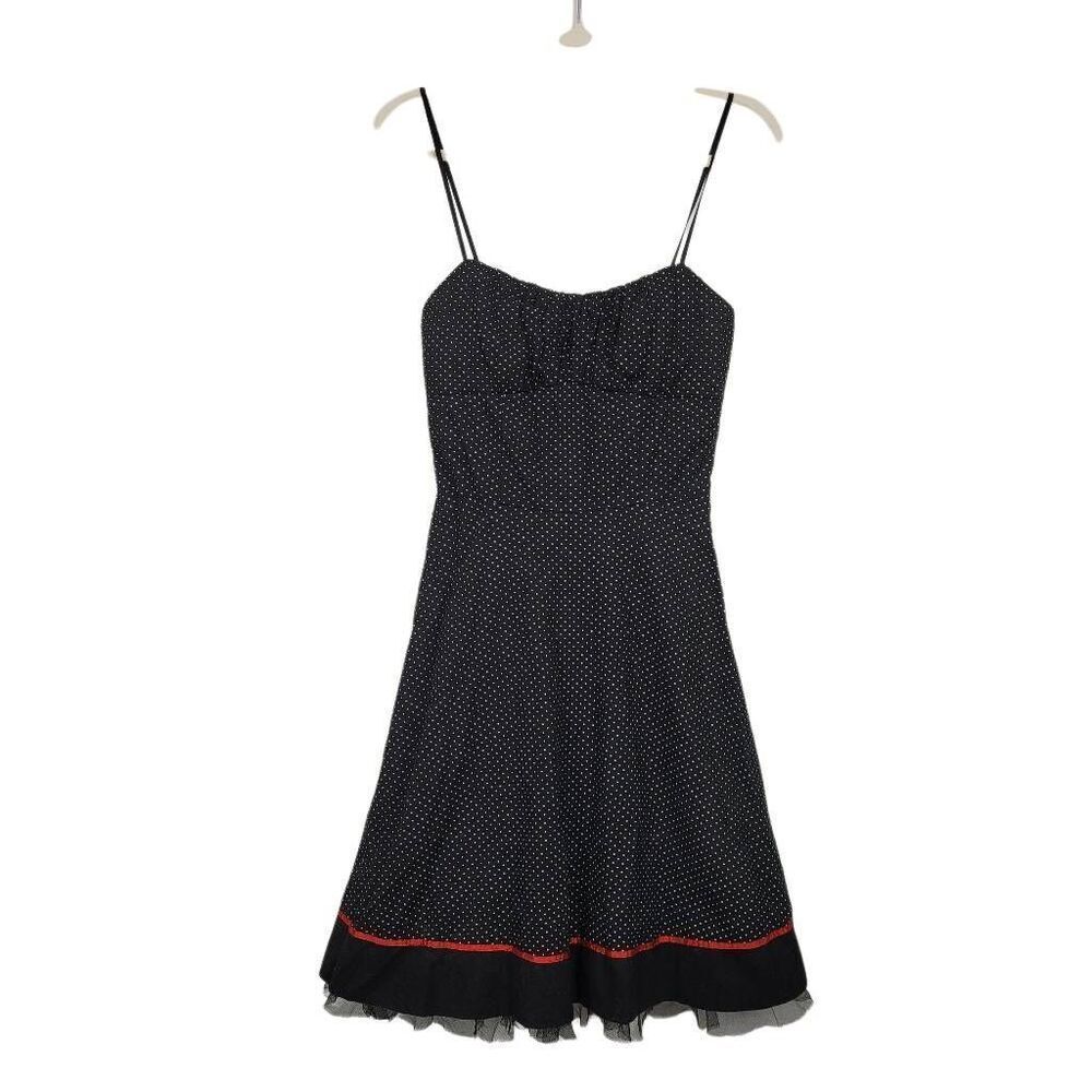 Vtg Y2K Ruby Rox Black Polka-dot Tulle Dress Sz 7 Fairy Whimsygoth Grunge‎ Punk